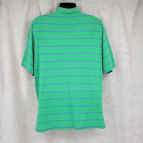 Polo Ralph Lauren Golf Green Blue Stripes Polo Shirt Short Sleeves Men's Large - Picture 6 of 10
